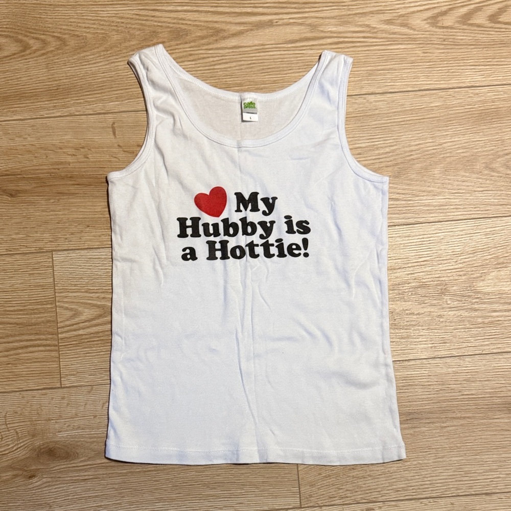 White Tank Top with Fun Graphic ❤️My Hubby is a Hottie